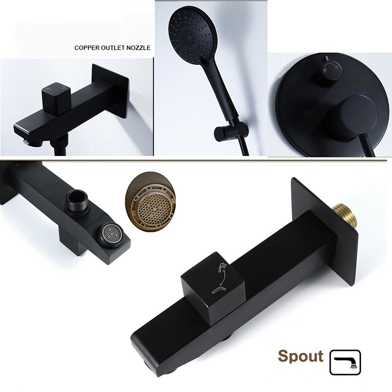 Black bath shower faucets