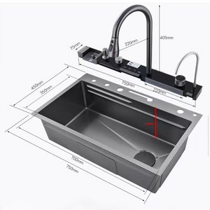 Home European Standard Built-In  Black Nano Undermount Stainless Steel kitchen sink