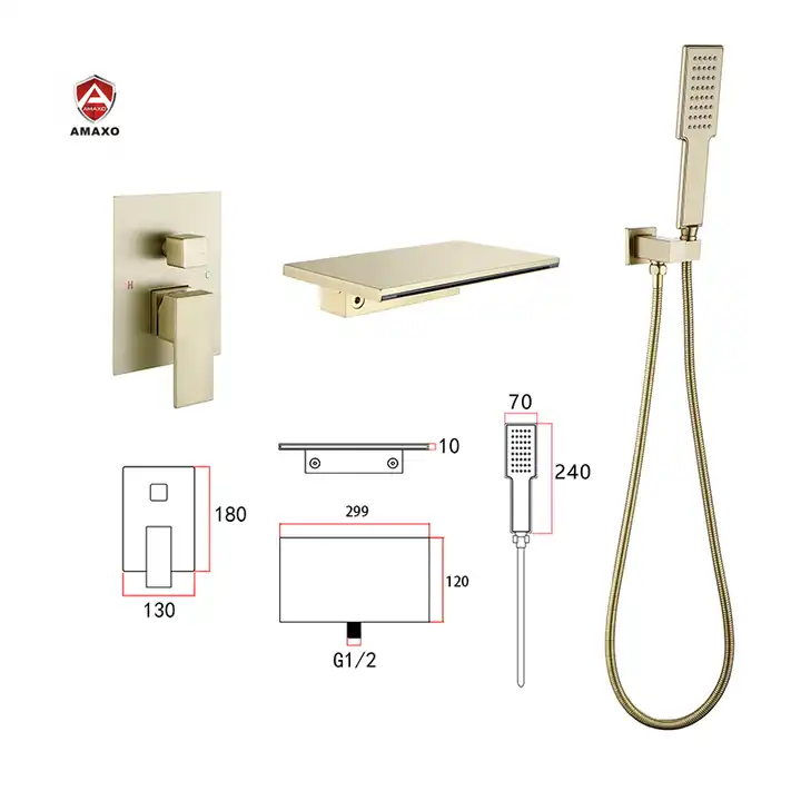 Copper Concealed Shower Mixer Set Double Function Washroom Tap Wall Entry Type Shower Faucet