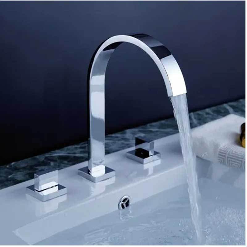 Bathroom 8 Inch Faucet Brass waterfall Widespread Mixer Lavatory Faucet Surface Chrome Wash Basin Faucet