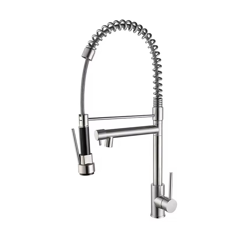 Stainless Steel 304 Brushed Nickel Torneira Gourmet Pull Down Kitchen Sink Faucets Pull Out Spring Kitchen Faucets