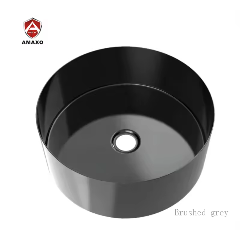 Kaiping Factory Modern Style Circular Wash Basin Brushed Grey Stainless Steel Basin Sink