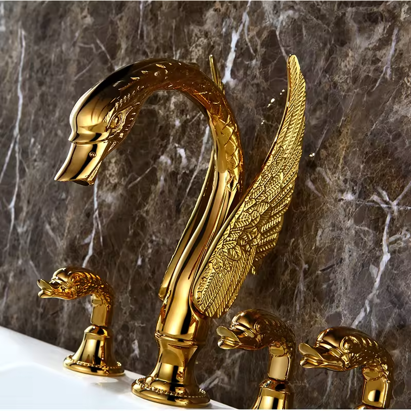 Swan Bathtub Deck Mounting Bathroom Bath Taps Antique Claw Foot Tub Faucet with Shower