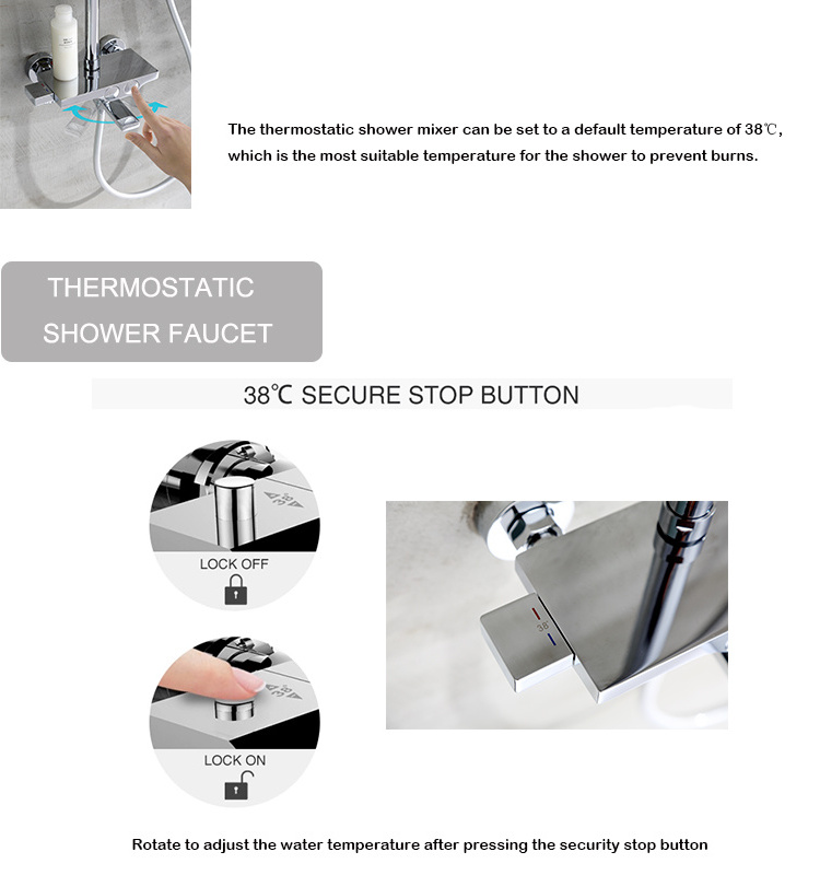 Hot Selling Constant Temperature Control Rain Shower faucets Thermostatic Mixing Valve Shower Faucet