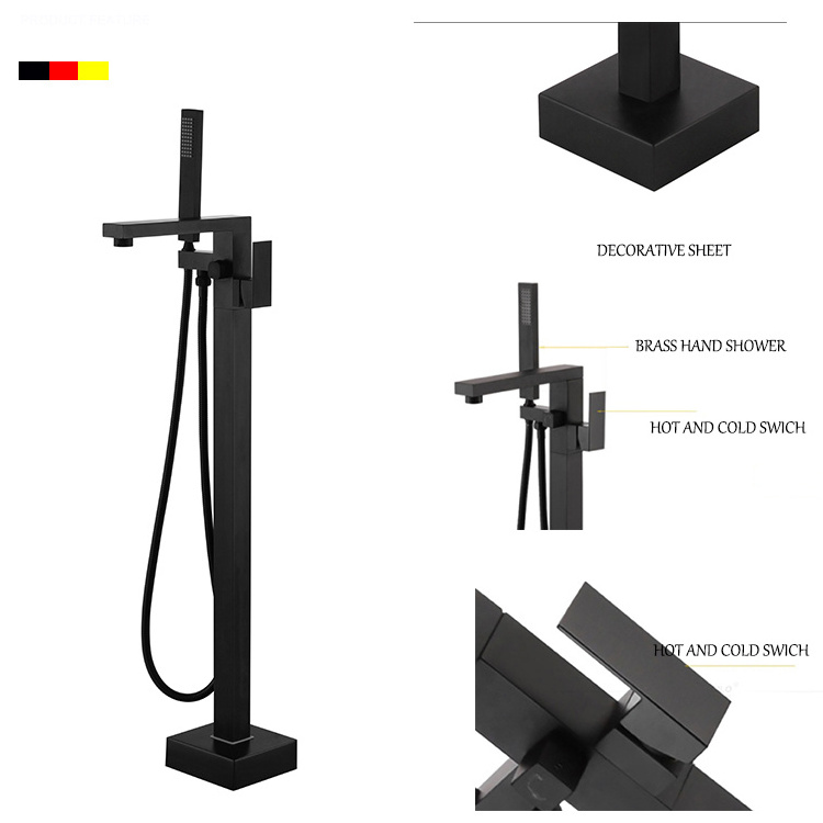 luxury design bathroom bath waterfall outdoor black square floor bathtub faucet