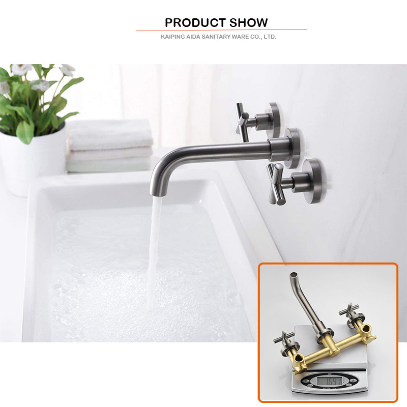 Brushed nickel copper brass wall mounted nickel faucets