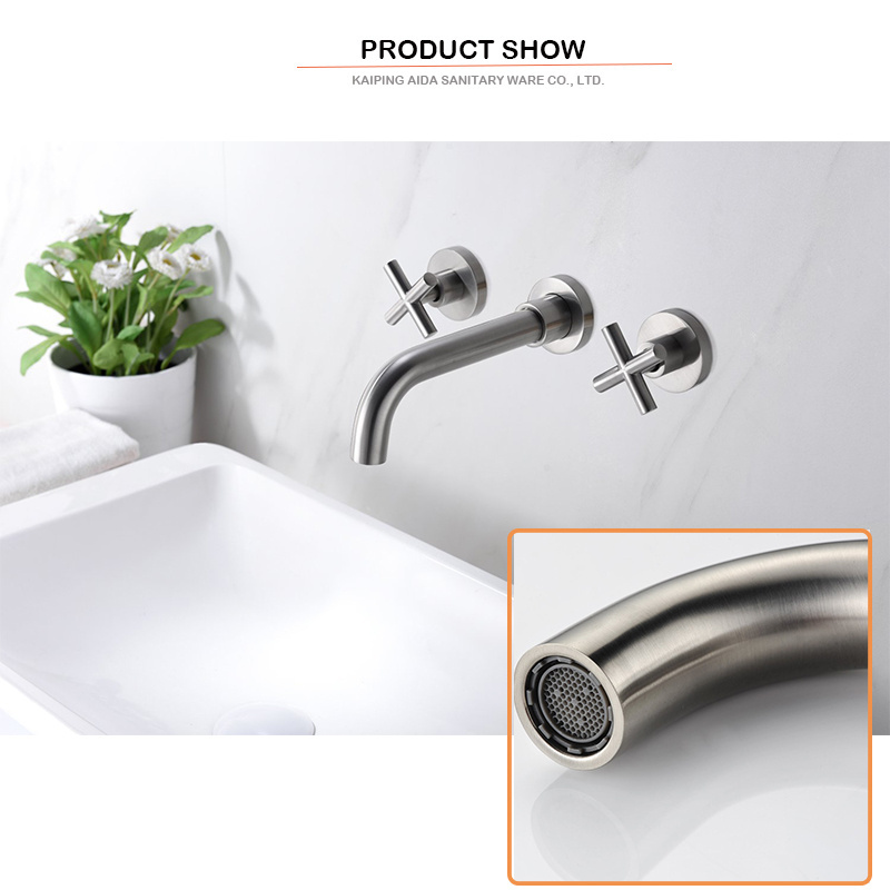 Brushed nickel copper brass wall mounted nickel faucets