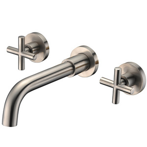 Brushed nickel copper brass wall mounted nickel faucets