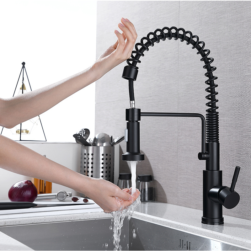 Hot sales Smart Touch Sensor Single Handle High Arc Pull down black professional custom Kitchen Sink Water Faucet