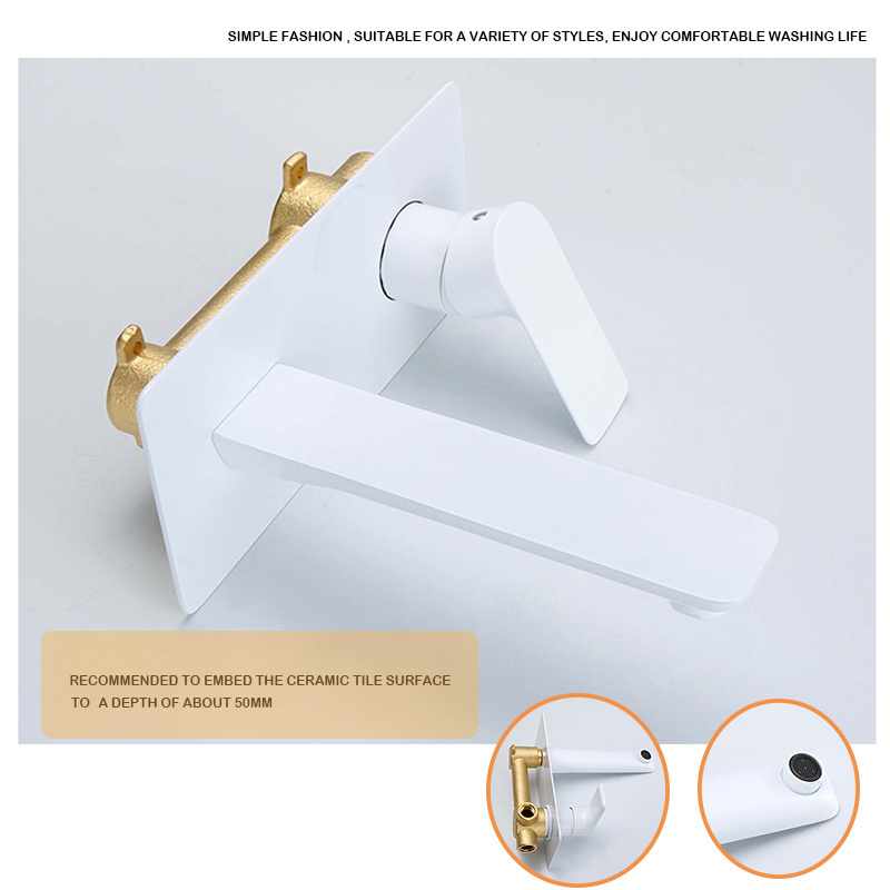 Gold Color white black gold rose and brush gold Bathroom square Wall Mounted Single Handle Basin Mixer Faucet