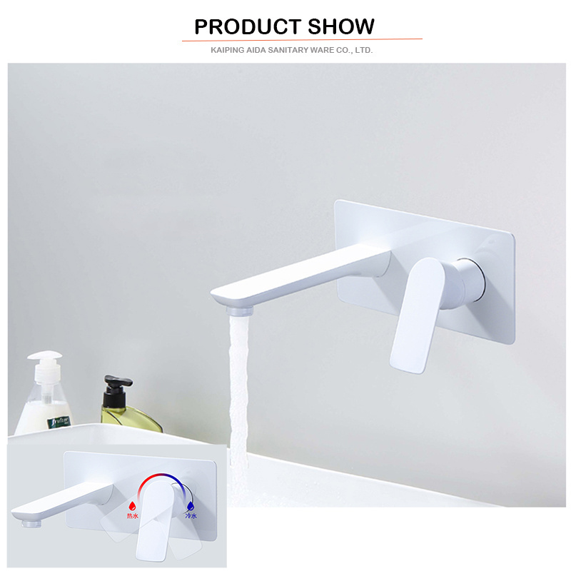 Gold Color white black gold rose and brush gold Bathroom square Wall Mounted Single Handle Basin Mixer Faucet