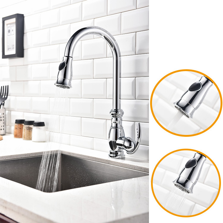 Traditional Goose Neck One-Hole Pull-out Spray Kitchen Faucet with Single Handle Solid Brass in Antique Black