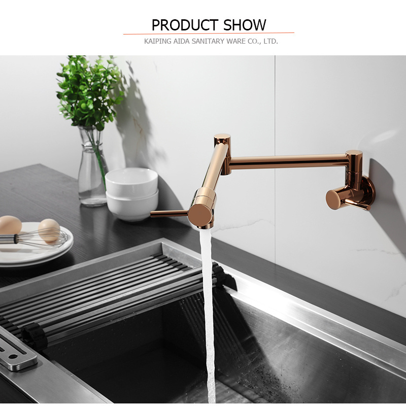 Wall Mounted Rose Gold Pot Filler Faucet tap