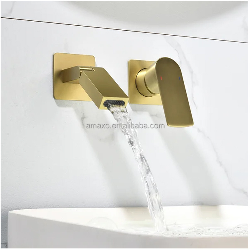 Gold Plated Top Selling Wall Mounted Bath Shower Mixer Taps Fashion Hot And Cold Black Faucets