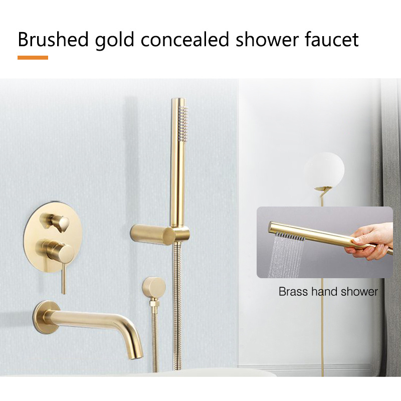 Two funtion Gold black copper brushed concealed tap hidden wall mounted concealed shower bathroom faucet