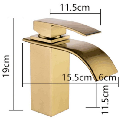 Brass Single Handle Bathroom Basin Sink Waterfall Mixer Tap Faucet Gold Plated