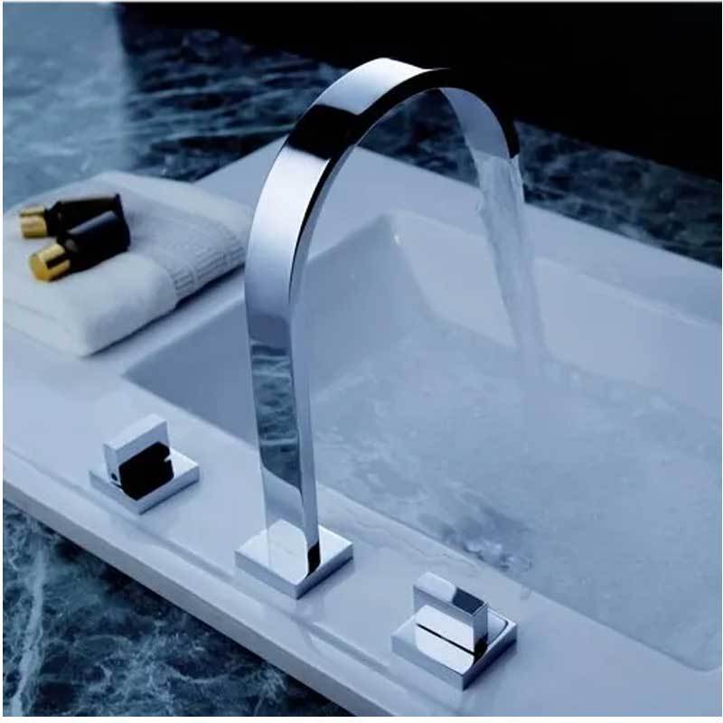 Bathroom 8 Inch Faucet Brass waterfall Widespread Mixer Lavatory Faucet Surface Chrome Wash Basin Faucet