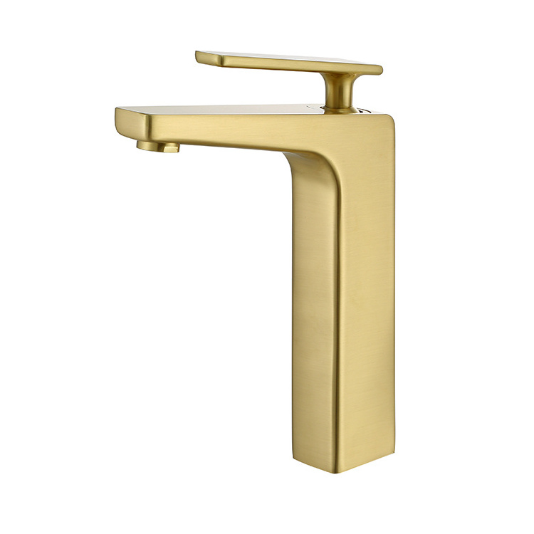 Wholesale brushed gold bathroom faucets and gold brushed lavatory vanity faucets mixer tap