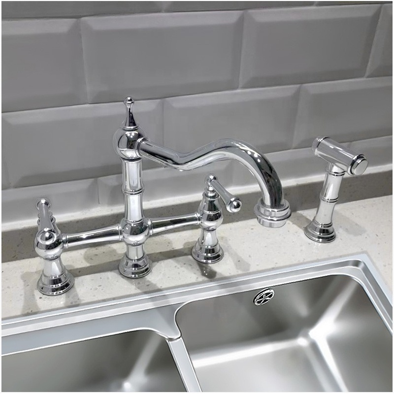 Taps manufacturer brass kitchen tap double handle pull down kitchen faucets hot and cold water pull out beige kitchen faucet