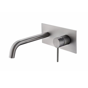 Solid basin brass faucet concealed wall mounted robinet lavabo mural wall-mount sink bidet knurled mixer taps