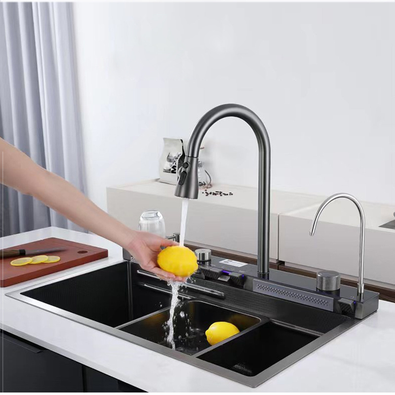 Home European Standard Built-In  Black Nano Undermount Stainless Steel kitchen sink