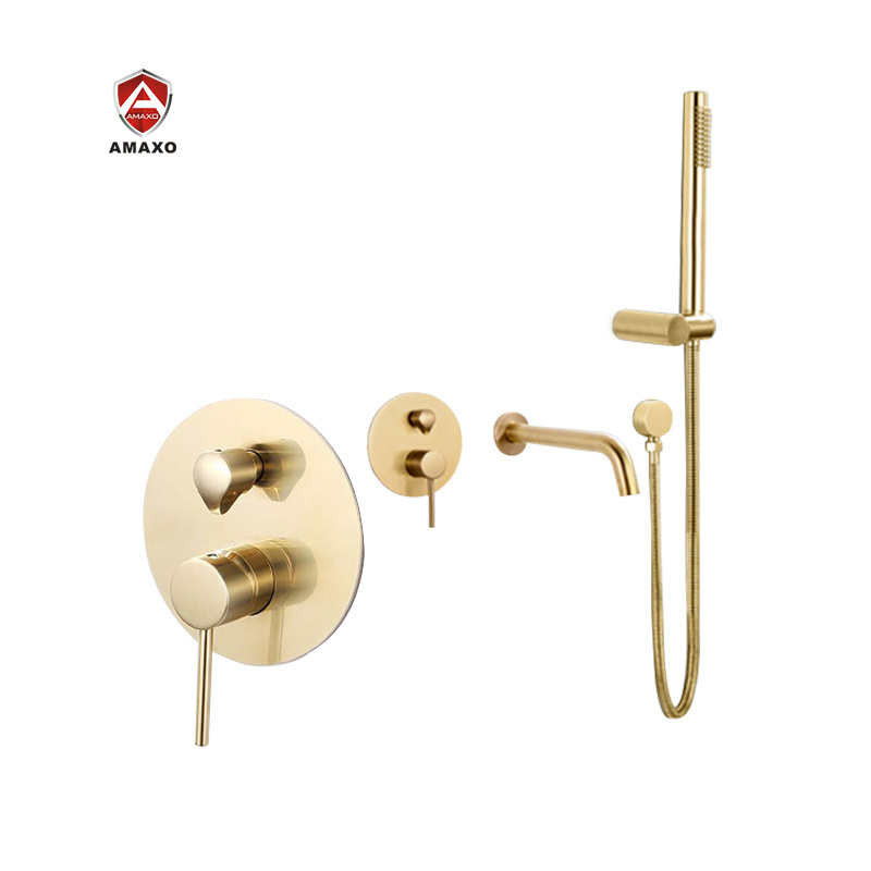 Two funtion Gold black copper brushed concealed tap hidden wall mounted concealed shower bathroom faucet