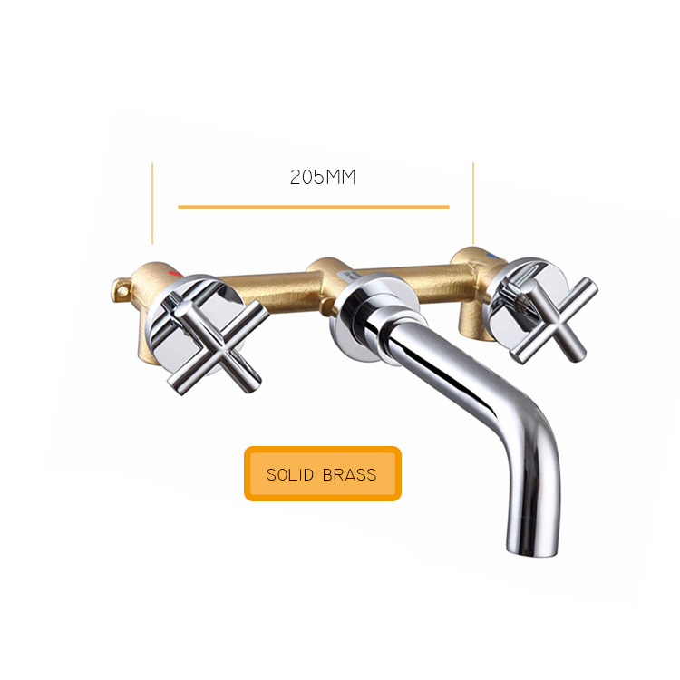 Double Handles Wall Mounted rose gold oil  Brass Bathroom Faucets