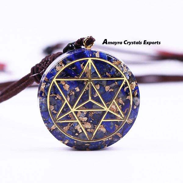 Orgonite Black Obsidian Sacred Geometry Pendant Wholesale Orgonite Products for sale Gemstone Slices From Amayra Crystal Exports