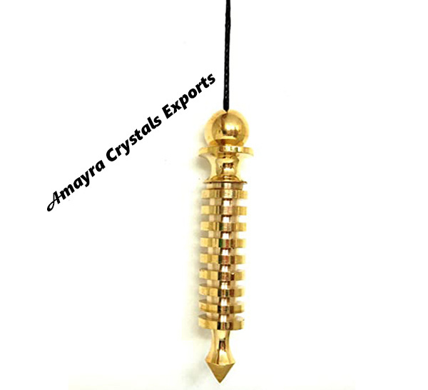 Drowsing ISIS Golden Metal Pendulum || Wholesale Nine Ring Brass Pendulums for sale || Buy Online From Amayra Crystals Exports