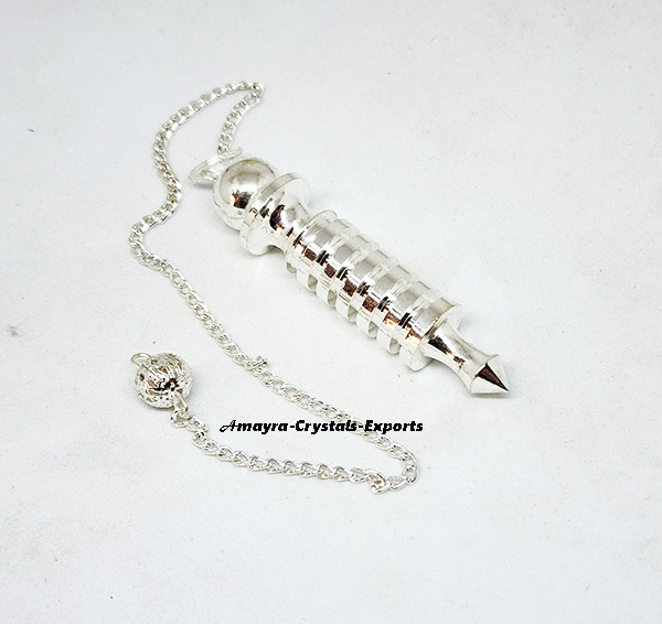 Latest Beautiful Silver Egyptian Karnak Metal Pendulums Dowsing Pendulum at reasonable price Buy from Amayra Crystals Exportss