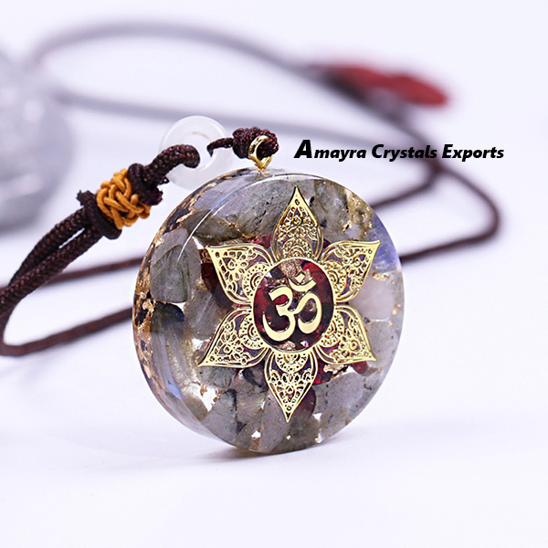 Orgonite Black Obsidian Sacred Geometry Pendant Wholesale Orgonite Products for sale Gemstone Slices From Amayra Crystal Exports