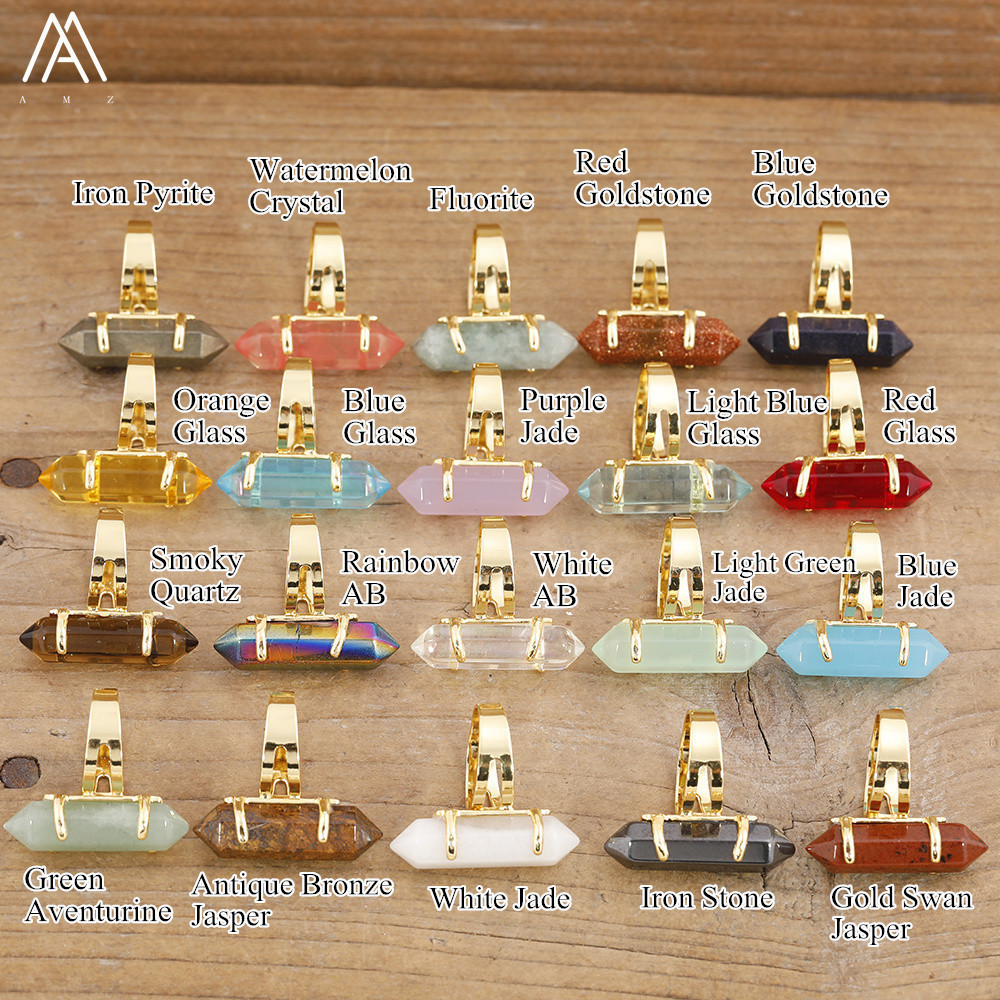 Double Point Ring for Women Jewelry, Bullet Shape Natural Stone Crystal Rings, Wholesale Bulk