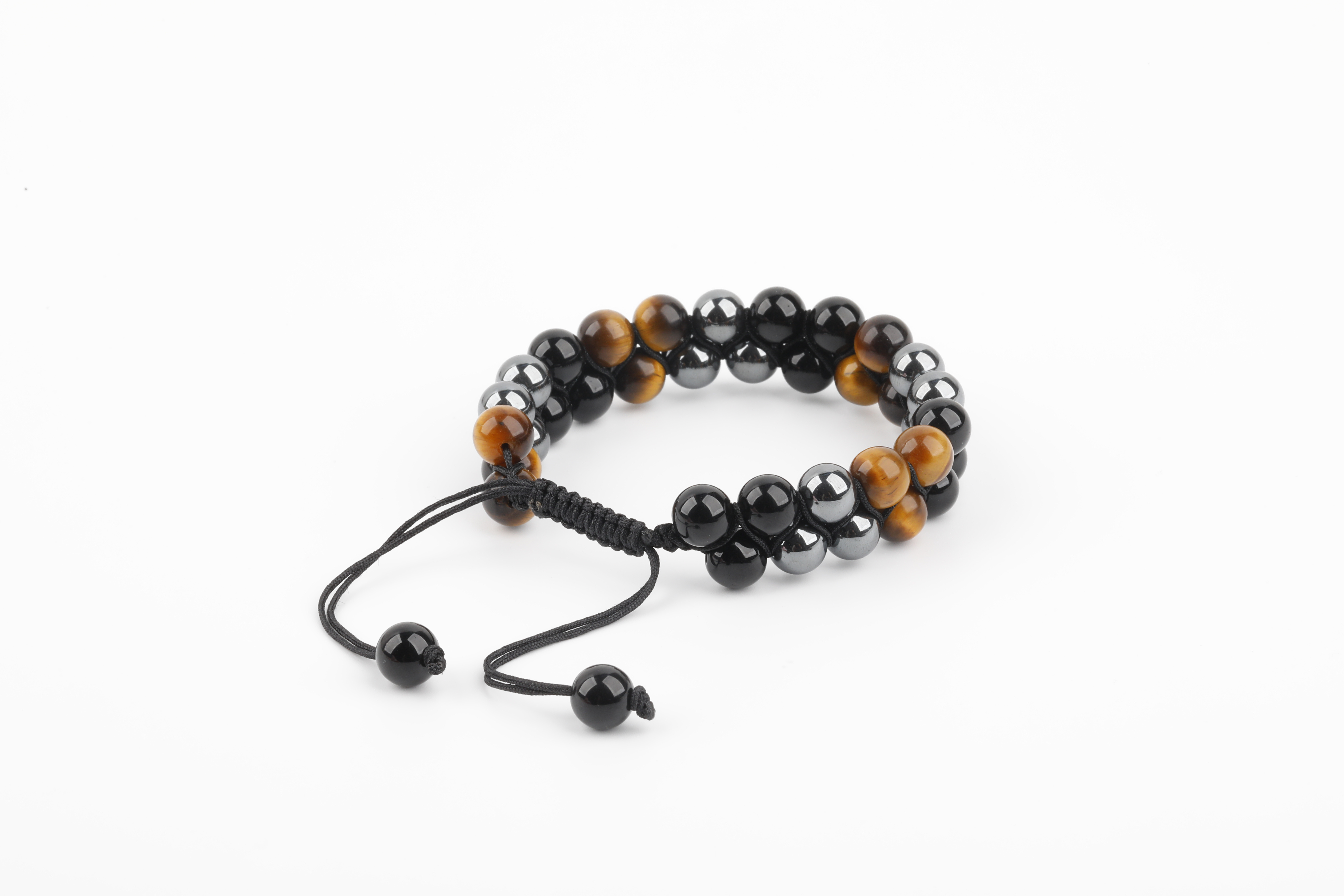 Mens Hematite Bracelet , 8mm Black Obsidian Crystal Tiger Eye Beaded Anxiety Bracelets for Women