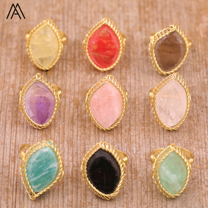 Crystal Rings Fashion Jewelry ,healing Crystals Quartz Gemstone Gold Ring Birthday Gift