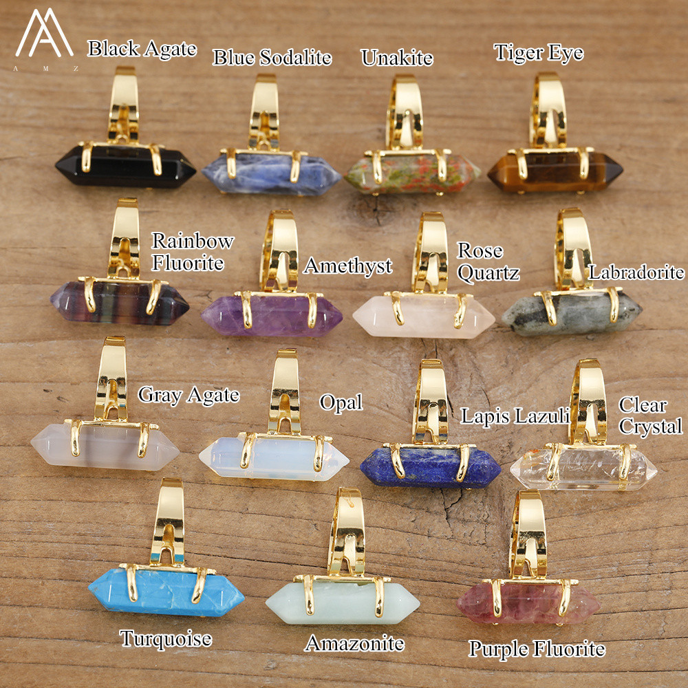 Double Point Ring for Women Jewelry, Bullet Shape Natural Stone Crystal Rings, Wholesale Bulk