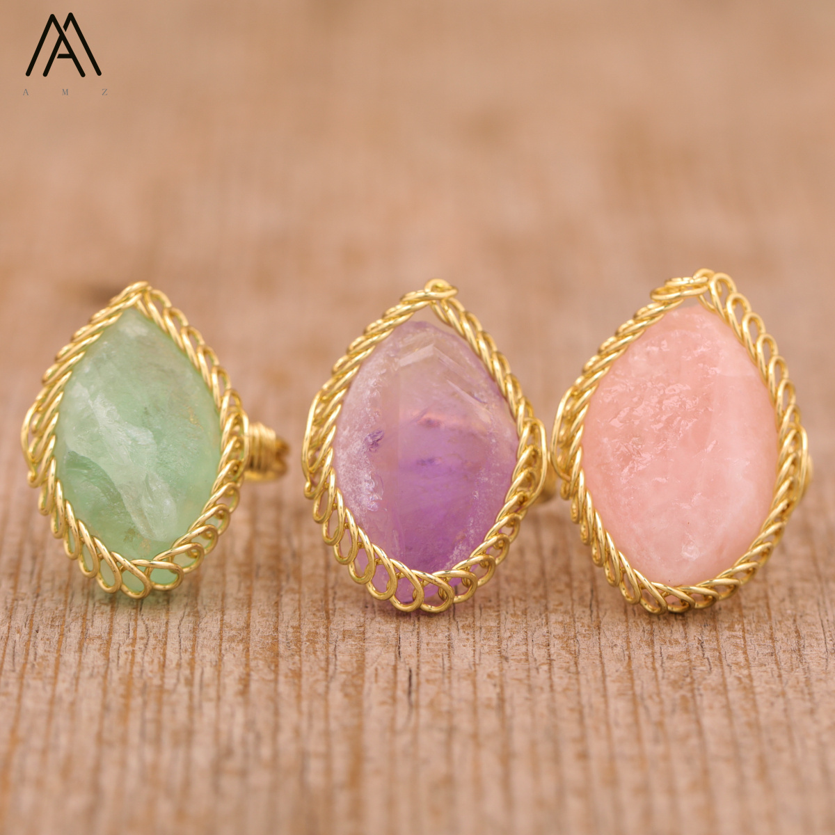 Crystal Rings Fashion Jewelry ,healing Crystals Quartz Gemstone Gold Ring Birthday Gift