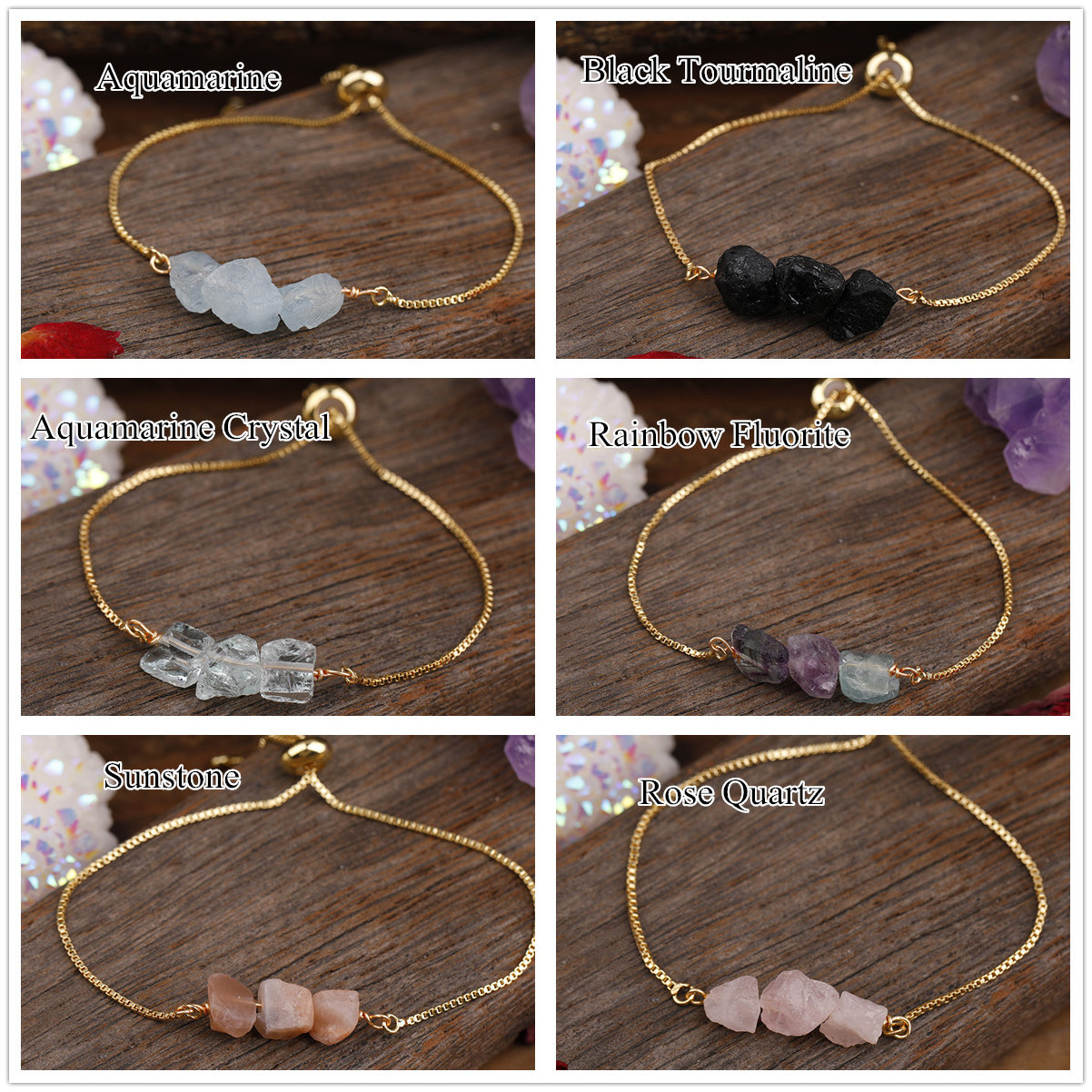 Trendy Bracelet Chip Beads Healing Crystals Quartz Adjustable Bracelets , Hand Chain Fashion Gift