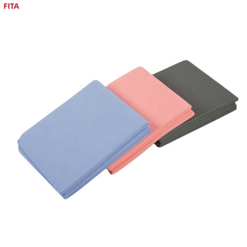 FITA 5 mm Custom LOGO Pure Color High Density Thick Light Portable Best ECO Friendly 5mm TPE Material Travel Foldable Yoga Mat