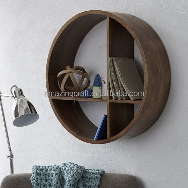 Circle Moon Shelf Storage Bedroom Wall Hanging Decor Home Display Organizer