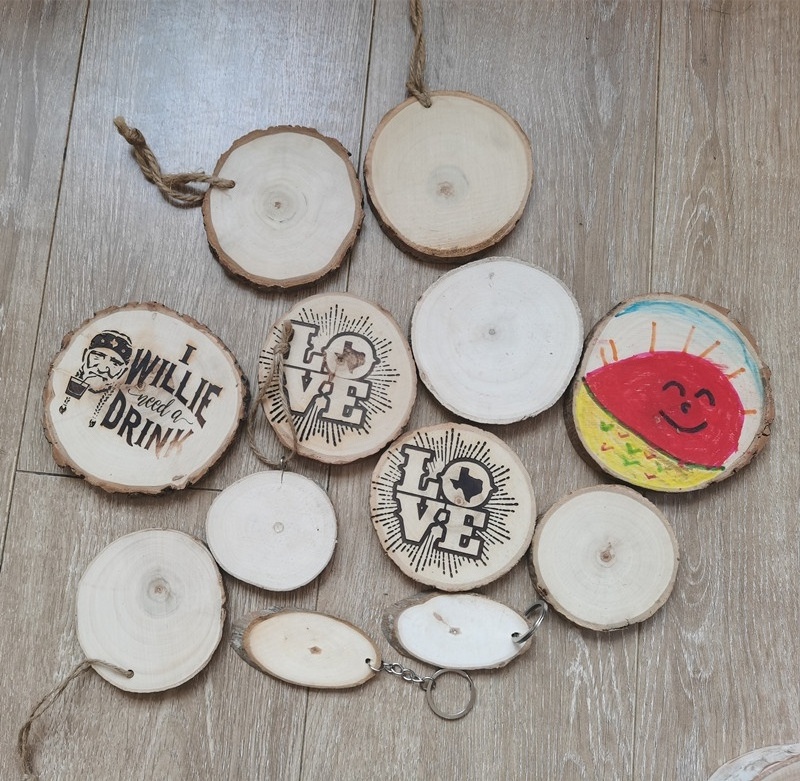 Wholesale Wood Slice Disc Birch Poplar Fir Wood Log with Bark Ready for Laser Engrave Image