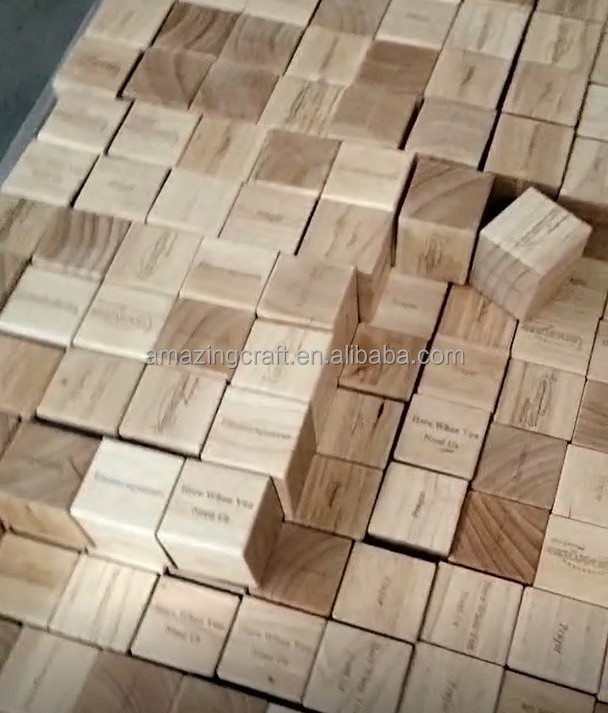 Professional Customized Solid Wood Blocks Dice Blank Signs Cube Toys OEM Design Available Wholesale