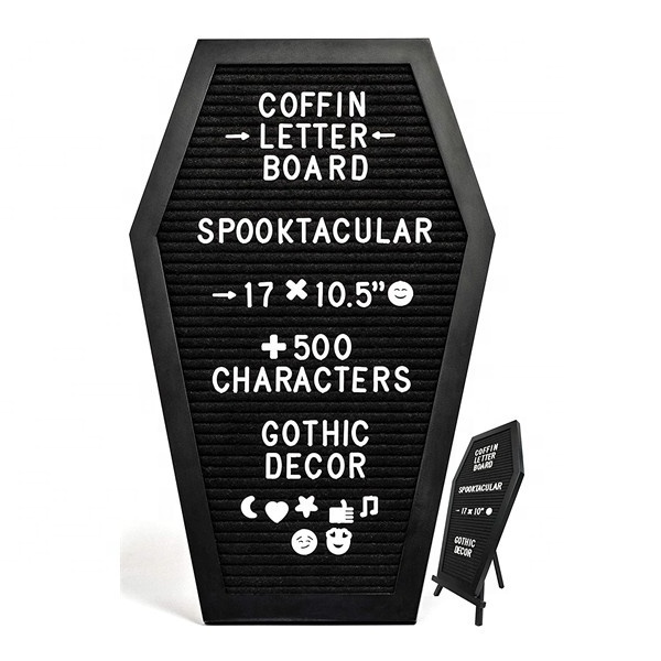 Changeable Felt Letter Board Wooden Message Board Sign Match Stand Plastic Letters Numbers Symbols Halloween Gifts Room Decor