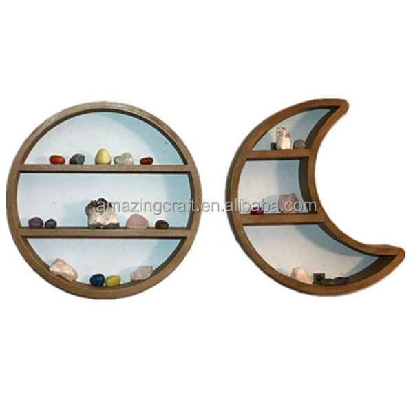 Circle Moon Shelf Storage Bedroom Wall Hanging Decor Home Display Organizer