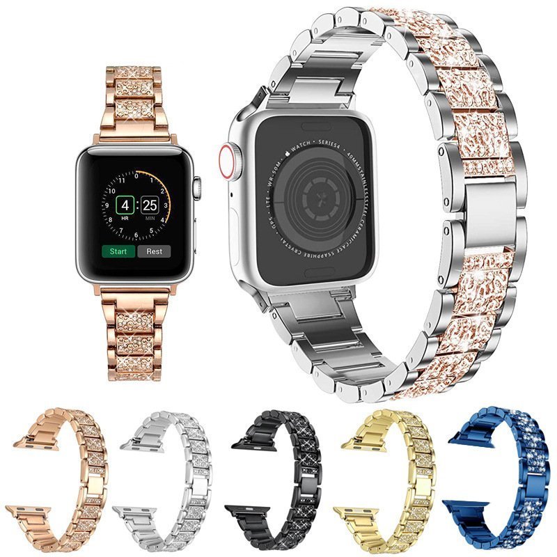 Jewelry Watch Strap For Apple Watch 41mm 45mm 49mm 6 SE Band for iWatch Series 7 8 Ultra Bling Crystal Stainless Steel Bracelet