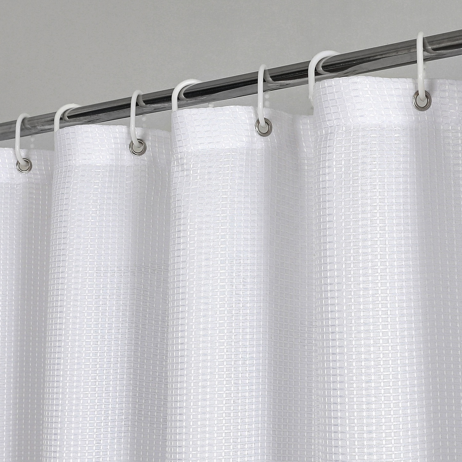 Promotion Price Unique Custom Fashion New Product Printing OWENIE White Fabric Shower Curtain With Waffle Texture