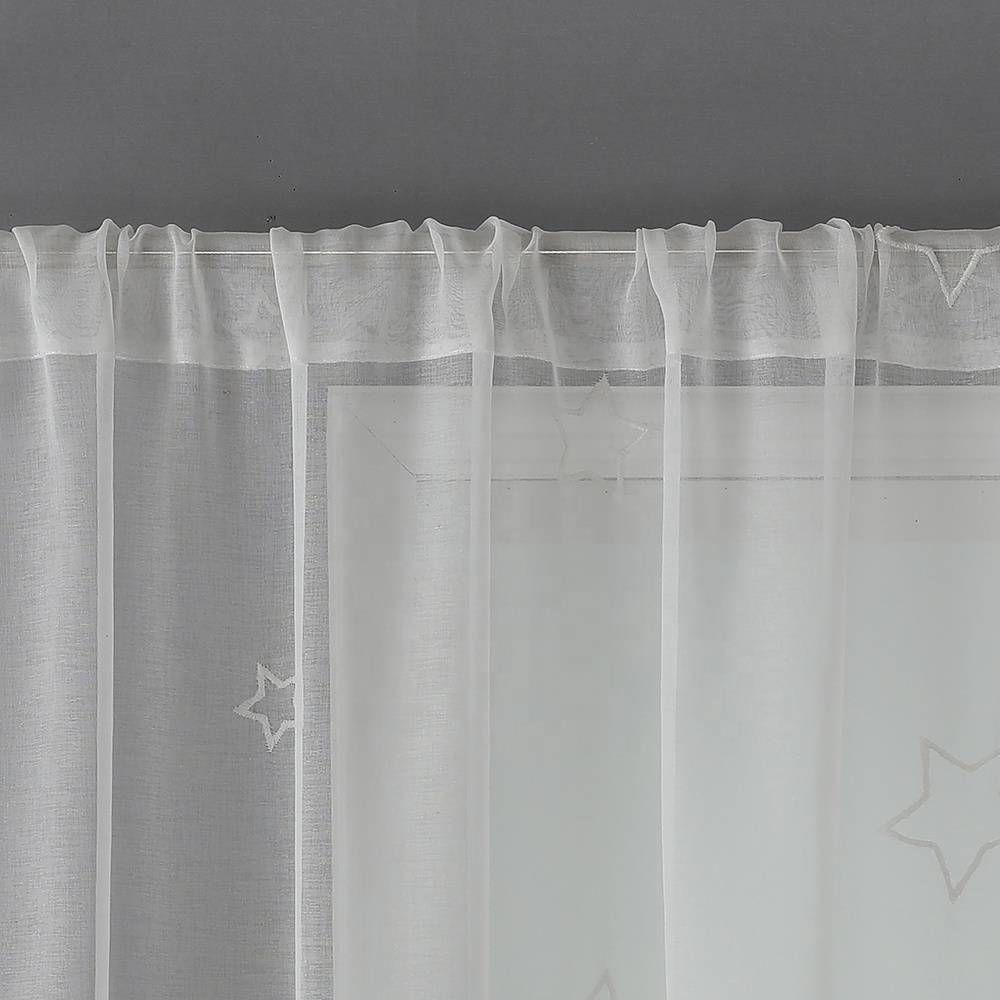 Star Glow Ready Made Curtain OWENIE Luminous Glow in the Dark Embroidery White Sheer Window Curtain