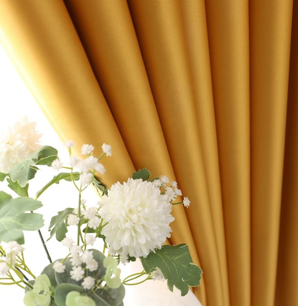 OWENIE Luxury European style  satin face 100% polyester decorative custom hotel blackout curtain