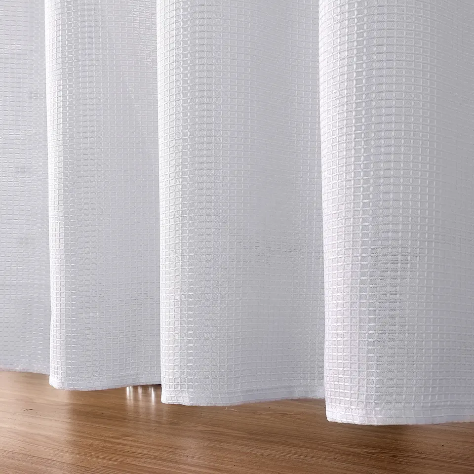 OWENIE Hot Selling Unique Custom Fashion New Product cheap White Fabric Shower Curtain With Waffle Texture