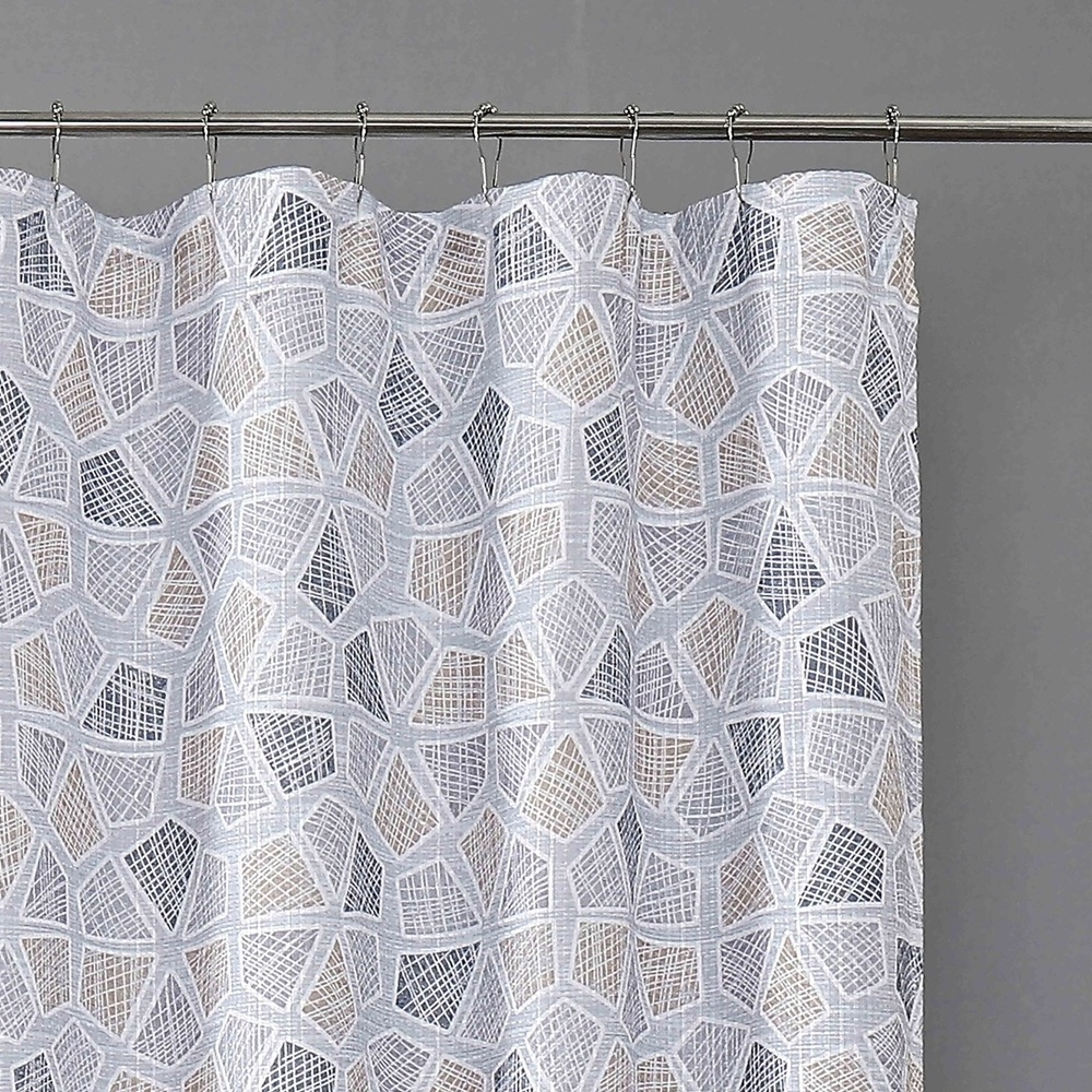 OWENIE Luxury Printed Custom Designed Polyester Fabric Lines Textured Bathroom Shower Curtain