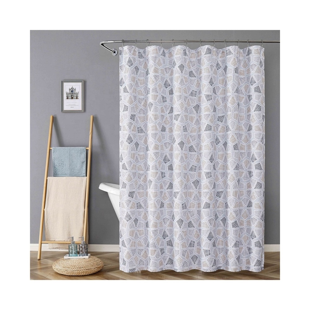 OWENIE Luxury Printed Custom Designed Polyester Fabric Lines Textured Bathroom Shower Curtain